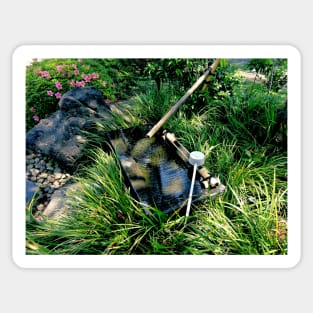Japanese Garden Water Basin With Bamboo Spout Sticker
